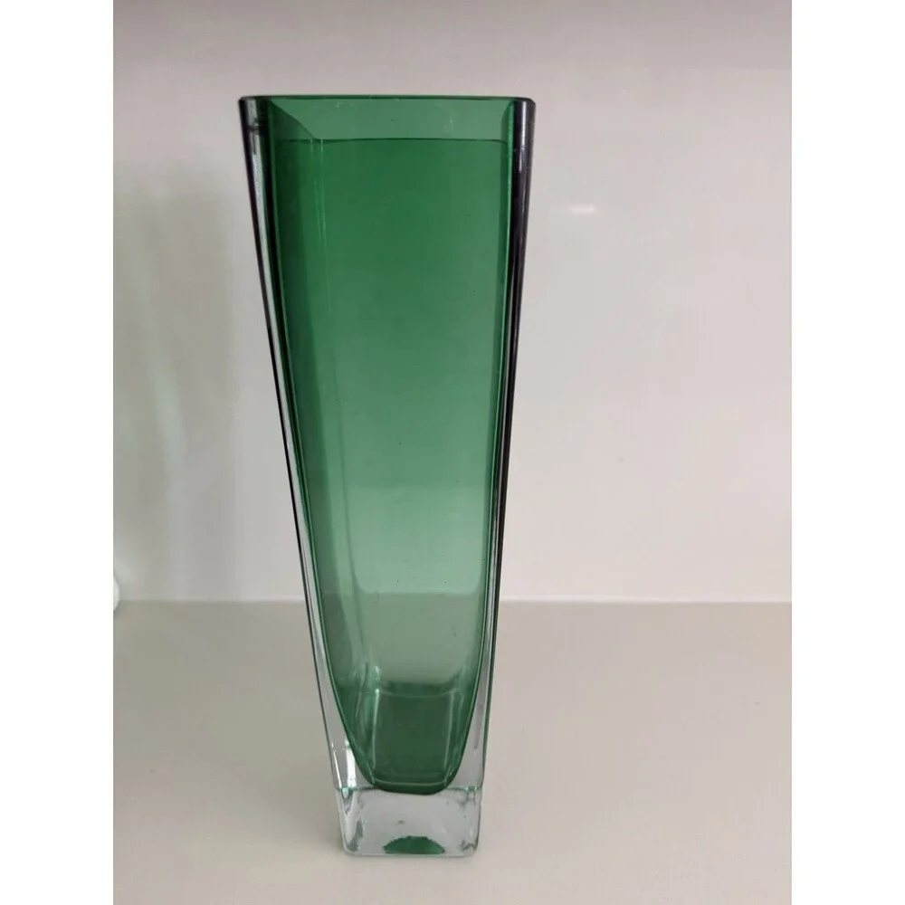 KROSNO Poland flower vase vintage craft made in Poland green Christmas 13.5 inch